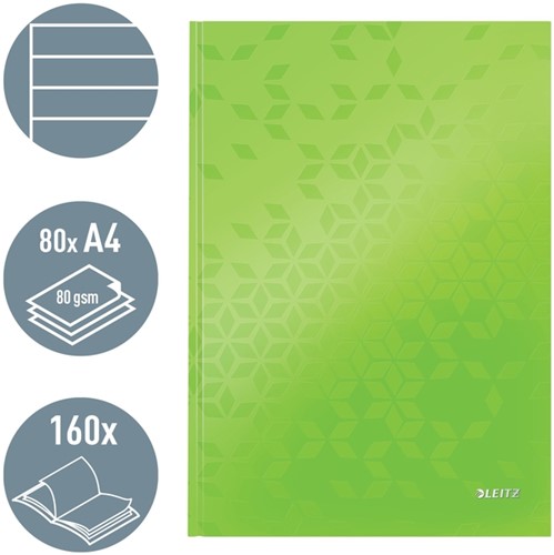 Notitieboek Leitz WOW A4 160blz 90gr lijn groen-5