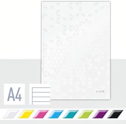 Notitieboek Leitz WOW A4 160blz 90gr lijn wit
