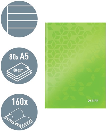 Notitieboek Leitz WOW A5 160blz 90gr lijn groen-4