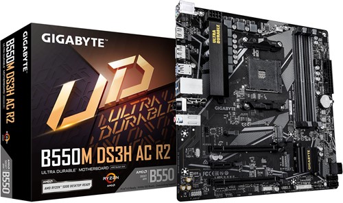 GIGABYTE B550M DS3H AC R2 moederbord AMD B550 Socket AM4 micro ATX