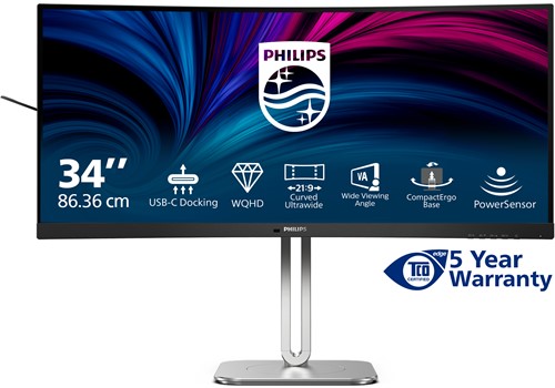 Philips 5000 series 34B2U5600C/00 computer monitor 86,4 cm (34") 3440 x 1440 Pixels Dual QHD LCD Grijs