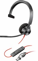HP Poly Blackwire 3310 Monaural USB-C Headset + USB-C/A adapter