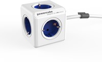Power Cube Extended USB: 4x stroom + 2x USB charger + Blauw - 1,5 meter aansluitsnoer 
