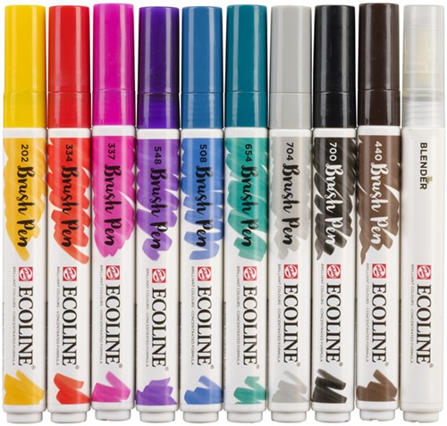 Brushpen Talens Ecoline set à 10 stuks handlettering
