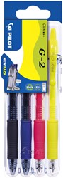 Gelschrijver Pilot clicker medium neon assorti Set2Go à 4 stuks