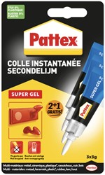 Secondelijm Pattex super gel 3 gram blister 2+1 gratis