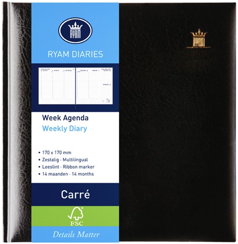 Agenda 2025 Ryam Carré Mundior 7dagen/2pagina's zwart
