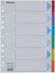 Tabbladen Esselte Standaard A4 6-delig karton 11-rings met voorblad assorti