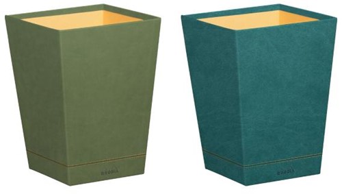 Papierbak Rhodia vierkant kunstleder pauwblauw-2