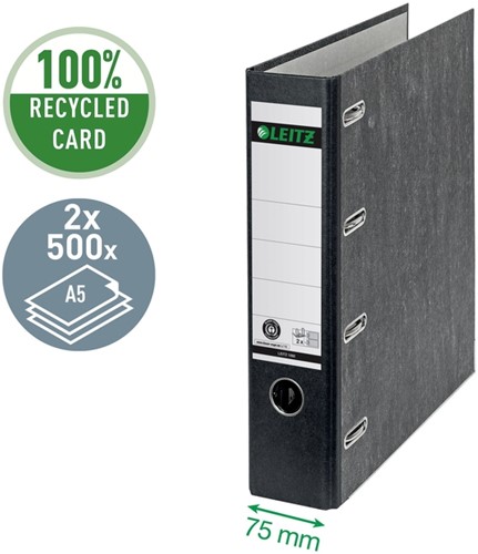 Ordner Leitz 1092 giro-bank met dubbele mechaniek 75mm karton A4 zwart-6