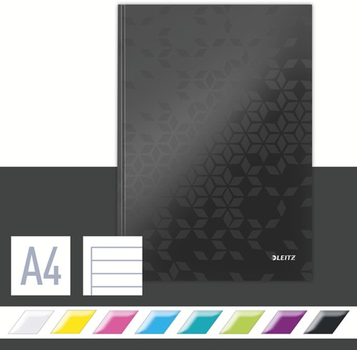 Notitieboek Leitz WOW A4 160blz 90gr lijn zwart-1