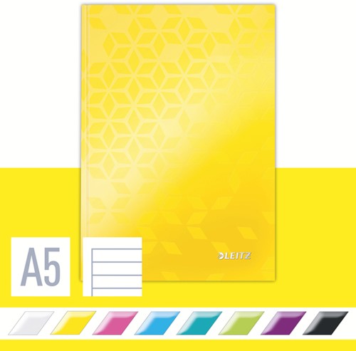 Notitieboek Leitz WOW A5 160blz 90gr lijn geel-3