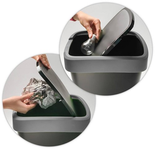 Afvalbak Rotho Twist 50 liter zilver, zwart-3