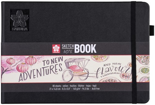 Schetsboek Sakura 80 witte vellen 140gr 210x148mm zwart