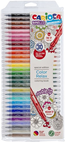 Viltstift Carioca Birello dubbelpunters assorti set à 30 stuks