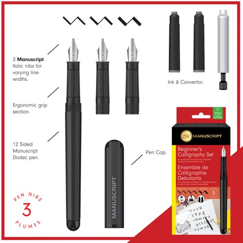 Kalligrafiepen Manuscript MC1235 beginners 3-delig-2