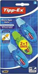 Correctietape Tipp-Ex micro twist 5mmx8m blister 2+1 gratis