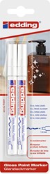 Paintmarker edding 751 op oliebasis 1-2mm wit blister à 2 stuks