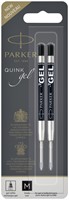 Gelschrijvervulling Parker Quink medium zwart blister à 2 stuks