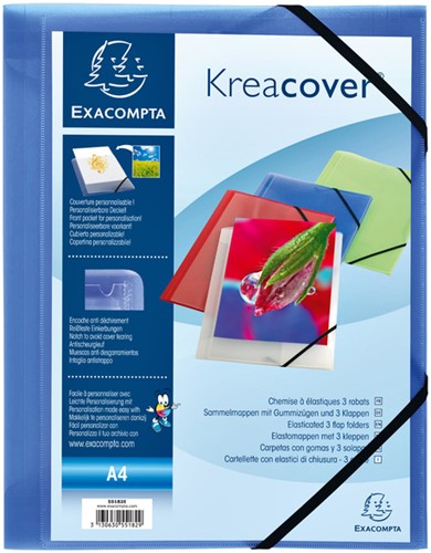 Elastomap Exacompta Kreacover A4 3 kleppen PP assorti-2