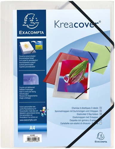 Elastomap Exacompta Kreacover A4 3 kleppen PP assorti-3