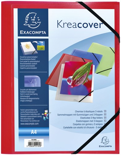 Elastomap Exacompta Kreacover A4 3 kleppen PP assorti-1