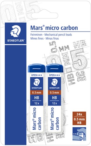 Potloodstift Staedtler Mars Carbon Micro 0.5mm HB blister 2 stuks