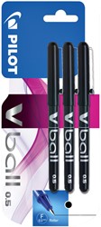 Rollerpen PILOT V-Ball 05 fijn zwart blister à 3 stuks