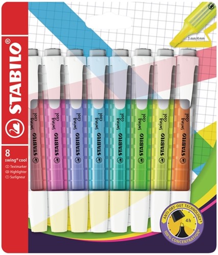 Markeerstift STABILO Swing cool 275/8 Wow assorti etui à 8 stuks