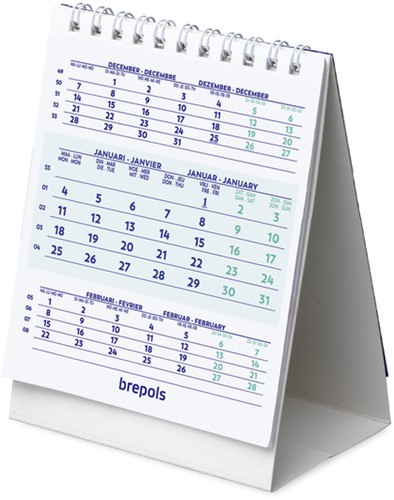 3-Maandsbureaukalender 2026 Brepols 10.5x13cm