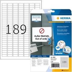 Etiket HERMA 10001 A4 25.4x10mm verwijderbaar wit 4725 etiketten