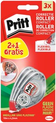Correctietape Pritt compact flex 4.2mm x 10m blister 2+1 gratis