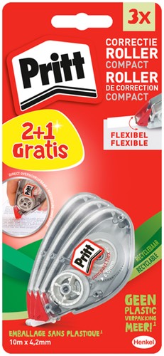 Correctietape Pritt compact flex 4.2mm x 10m blister 2+1 gratis