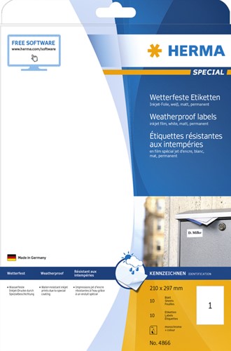 Etiket HERMA 4866 210x297mm A4 weerbestendig wit 10 stuks-6