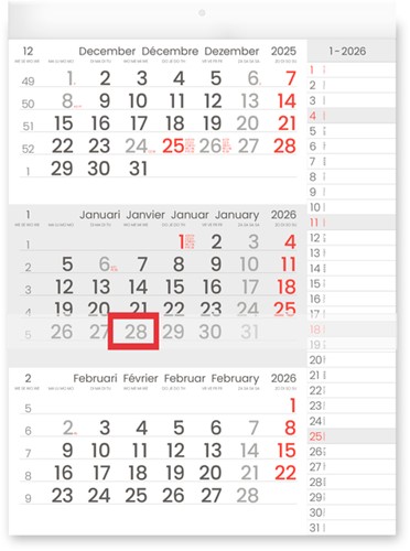 3-Maandkalender 2026 INNI Manager compact-formaat notes