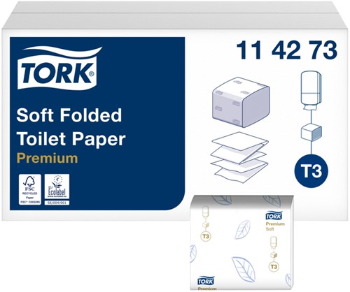 Toiletpapier Tork T3 Premium gevouwen 2-laags 110x190mm wit 114273