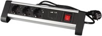 Stekkerdoos Perel bureau 3vdig schakelaar incl. 2 USB-poorten 1.4m zw