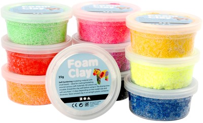 Klei Foam Clay basic 10 x 35gr 10 kleuren-2