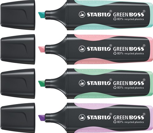 Markeerstift STABILO GREEN BOSS 6070/4 pastel assorti etui à 4 stuks-1