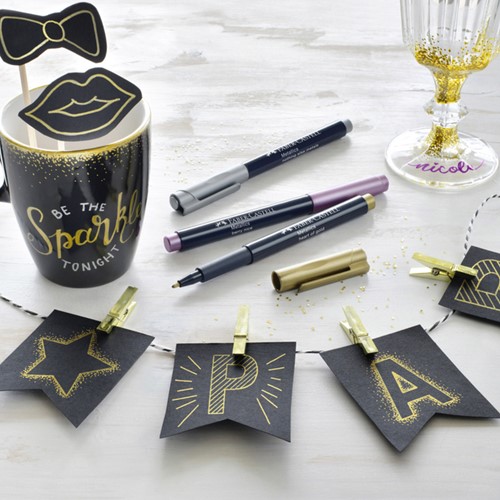 Viltstift Faber-Castell metallic assorti blister à 6 stuks-2