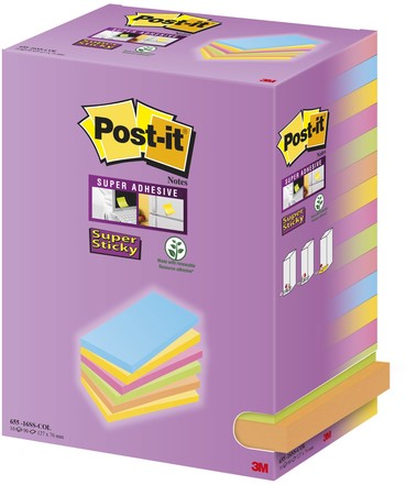 Memoblok Post-it 655 127x76mm assorti 16 stuks