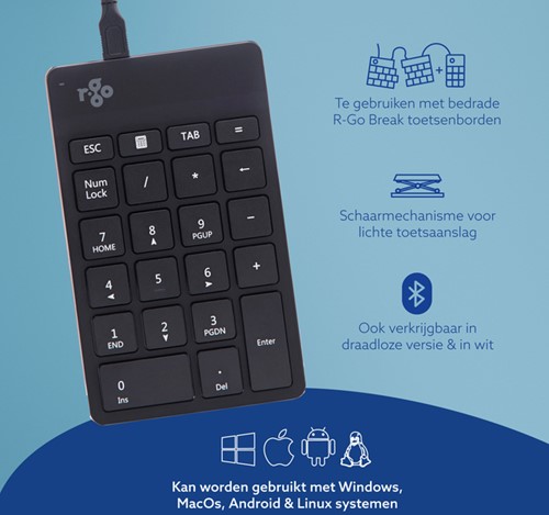 Toetsenbord R-Go Ergonomisch Numpad Break Draad-1