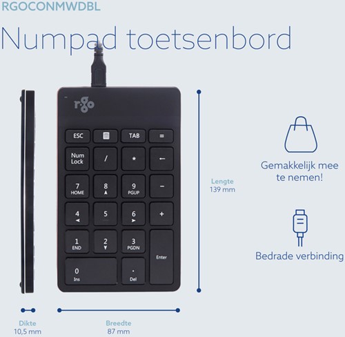 Toetsenbord R-Go Ergonomisch Numpad Break Draad-2