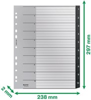 Tabblad Leitz Recycle A4 11-gaats 1-10 extra breed PP-3