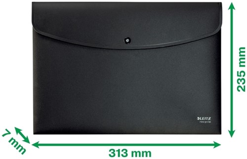 Enveloptas Leitz Recycle A4 met drukknopen PP zwart-1