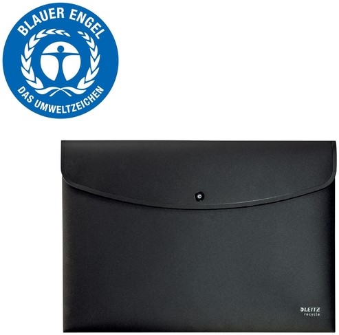 Enveloptas Leitz Recycle A4 met drukknopen PP zwart-2