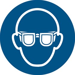 Pictogram bordje Djois Oogbescherming verplicht Ø200mm blauw