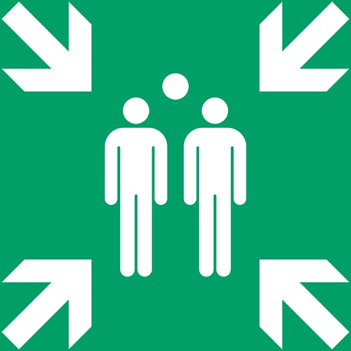 Pictogram bordje Djois Verzamelplaats 200x200mm groen