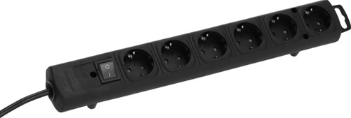 Stekkerdoos Brennenstuhl Comfort Plus 6vdig incl platte stekker 2m zw-1