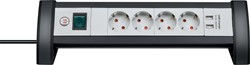 Stekkerdoos Brennenstuhl bureau Premium 4vdig incl 2 USB 1.8m wit/gs